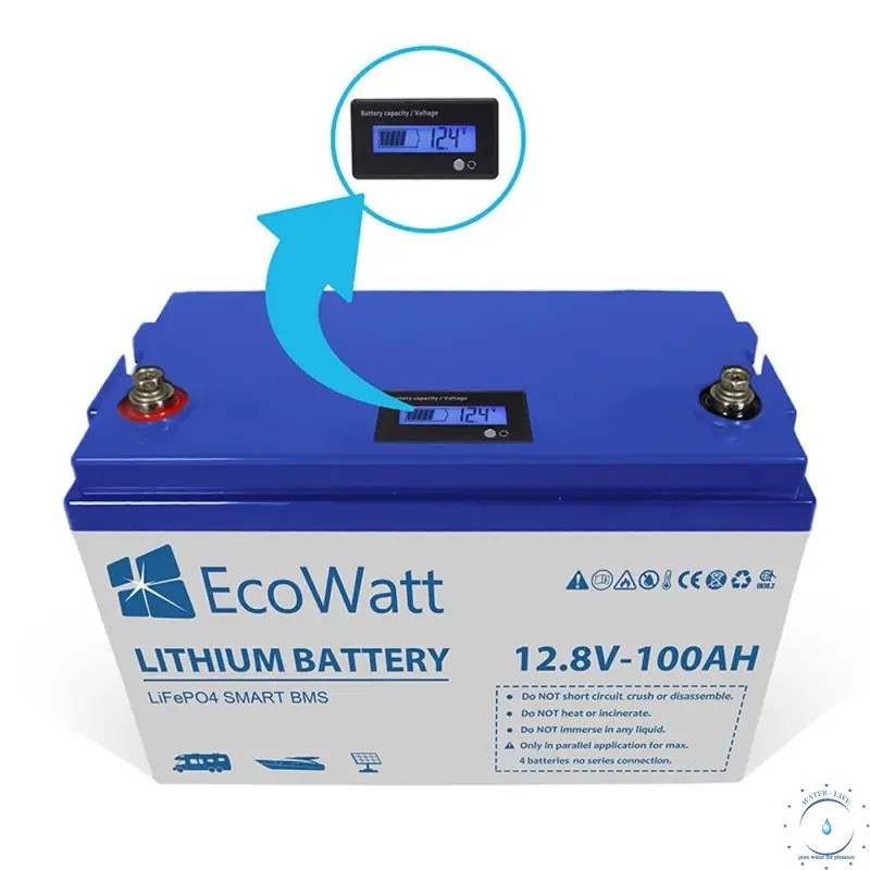 12-4 Акумулятор для ДБЖ EcoWatt LiFePO4 Smart BMS 12.8V 100Ah (літій-залізо-фосфатний акумулятор) - Зображення 1