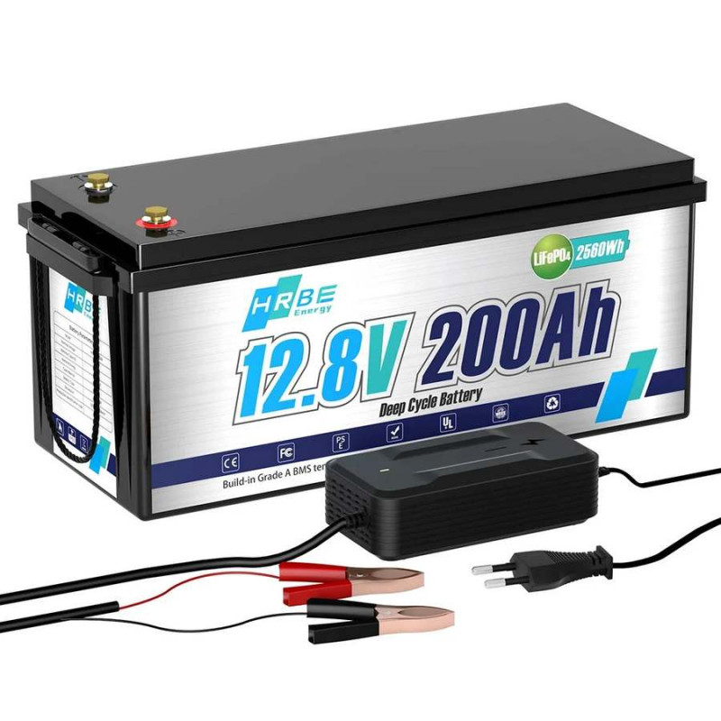 24-3 Акумулятор HRBEEnergy LiFePO4 12V/200AH для будинку, котла, сонячних батарей (літій-залізо-фосфатний акумулятор) - Зображення 1