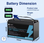 Акумулятор TTWEN 12V 100Аh 1280Wh LiFePO4 (літій-залізо-фосфатний акумулятор) - Зображення 2